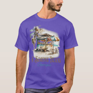 T-shirt St Simons Island GA Tiki Bar Beach Aquarelle Desi