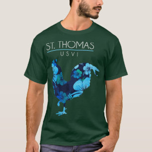 T-shirt St Thomas USVI Fleur Hibiscus Souve de poulet