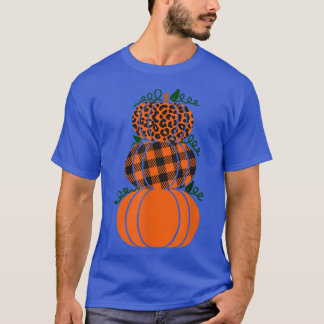 T-shirt Stacked Pumpkins Leopard Print Plaid Print Fall Au