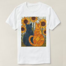 Stained Glass Cats and Sunflowers Art Design