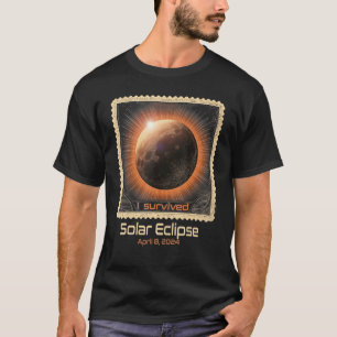 T-shirt Stamp Rétro I Survived Total Solar Eclipse 2024