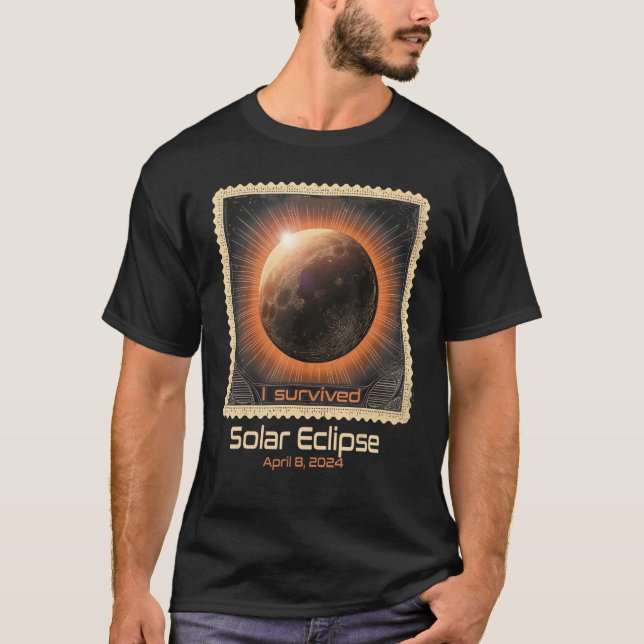 T-shirt Stamp Rétro I Survived Total Solar Eclipse 2024 (Devant)