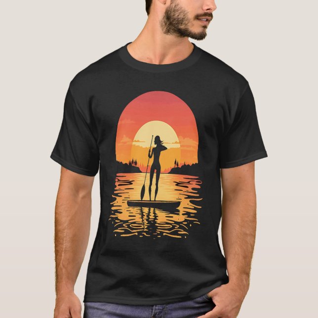 T-shirt Stand Up Paddle Board  Paddling Mom In Sunset  1 (Devant)