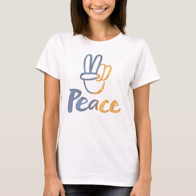 T-shirt Stand With Ukraine - SYMBOLE DE PAIX v-Sign Freedo (Devant)