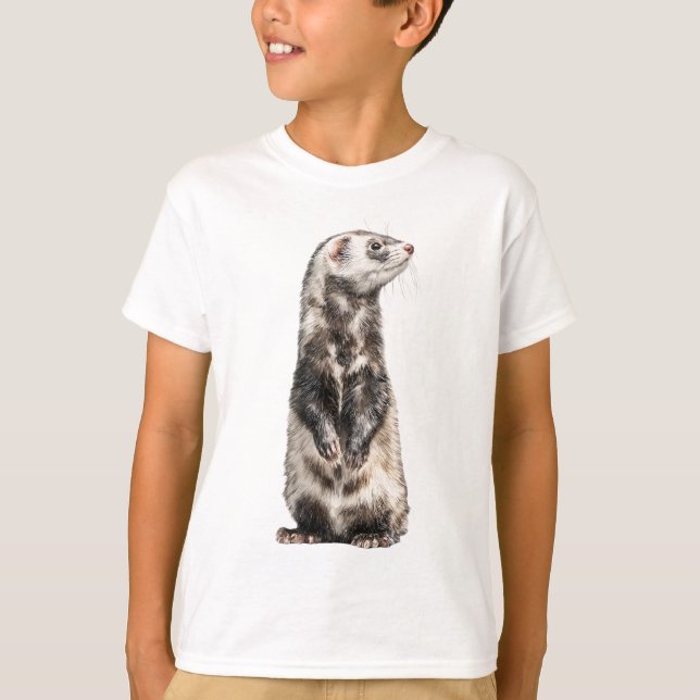 T-shirt Standing Stoic Ferret Portrait Kids (Devant)