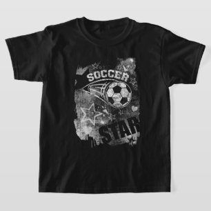 T-shirt Star de football, Black Grunge Soccer