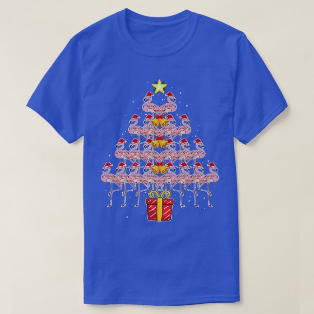 T-shirt Star Flamant rose sapin de Noël Funny Pink Santa H (Design devant)