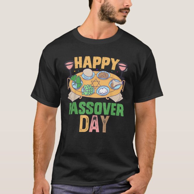 T-shirt Star of David Happy Passover Day Matzah Pesach Hol (Devant)
