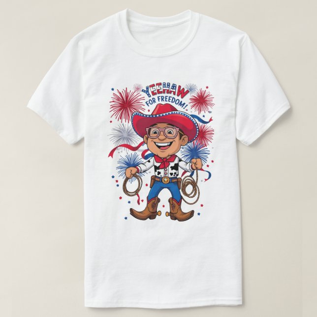 T-shirt Star-Spangled Cowboy - 4 juillet Célébration Des (Design devant)