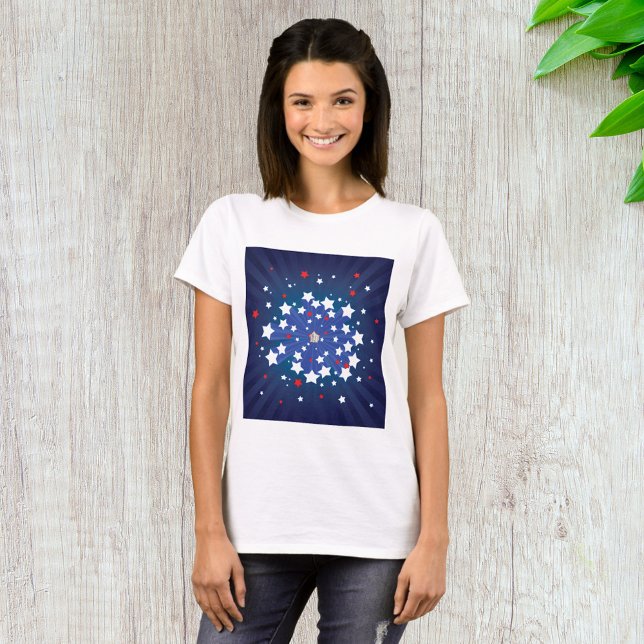 T-shirt Starburst Patriotique Rouge Blanc et Bleu USA (Créateur téléchargé)