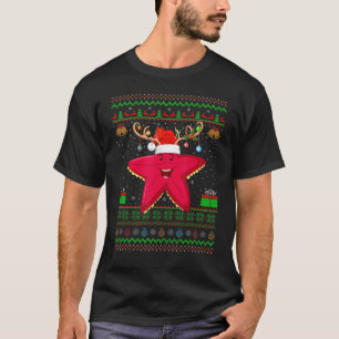 T-shirt Starfish Santa Hat Correspondant Laid Starfish Chr