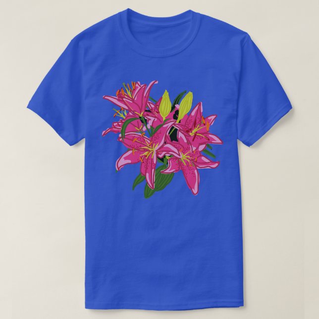 T-shirt Stargazer Lily Flowers peinture numérique (Design devant)