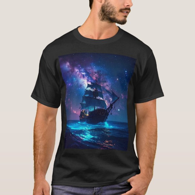 T-shirt Starlit Voyage – Sailing Through a Cosmic Sea (Devant)
