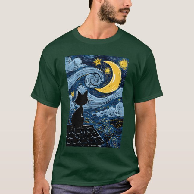 T-shirt Starry Cat vintage (Devant)