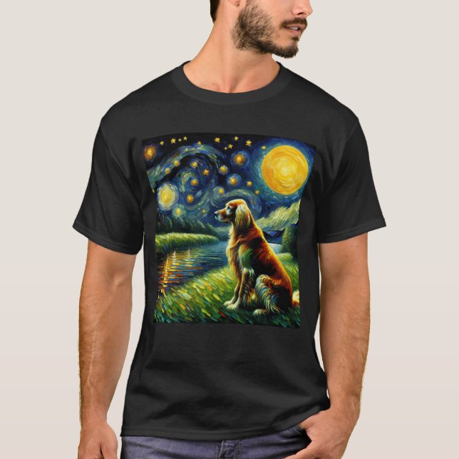 T-shirt Starry Night Anglais Setter Chien Van Gogh Lover (Devant)