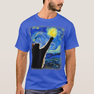 T-shirt Starry Night Cat, Van Gogh Cat, Amoureux des chats