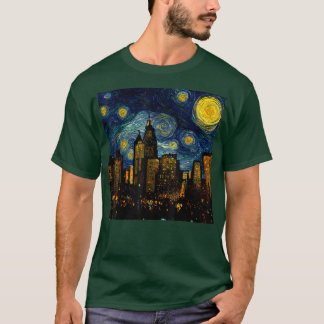 T-shirt Starry Night Cityscape van Gogh Inspiration Art Mi