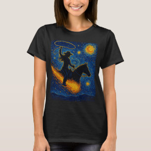 T-shirt Starry Night Cowgirl : Van Gogh Western Art Imprim