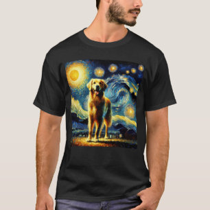 T-shirt Starry Night Golden Retriever Van Gogh Lover