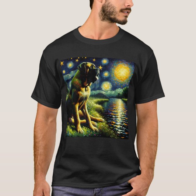 T-shirt Starry Night Mastiff Chien Van Gogh Lover (Devant)