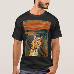 T-shirt Starry Night Scream Cat Art Parody Van Gogh Funny 