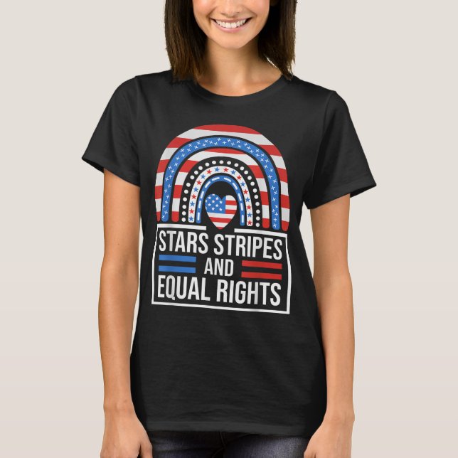 T-shirt Stars Stripes & Equal Rights Rainbow American Flag (Devant)