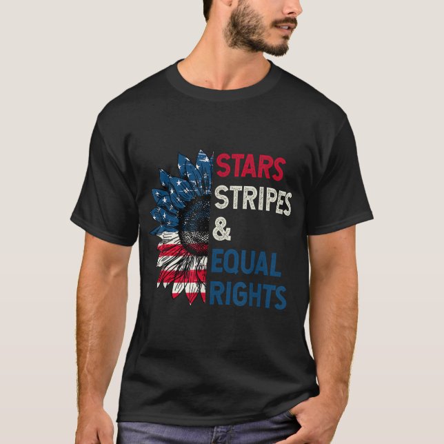 T-shirt Stars Stripes Et Égalité Des Droits 4 juillet Femm (Devant)