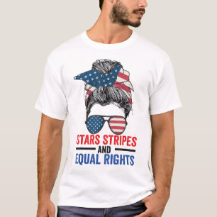 T-shirt Stars Stripes Et Égalité Des Droits Messy Bun