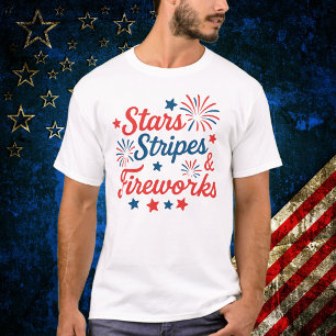 T-shirt Stars Stripes et Fireworks Patriotique