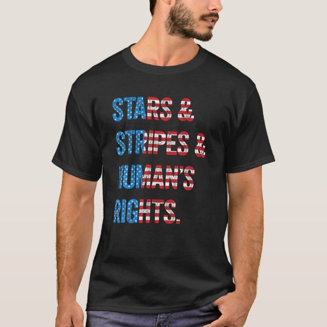 T-shirt Stars Stripes et Human Rights 4 juillet de Indepen (Devant)