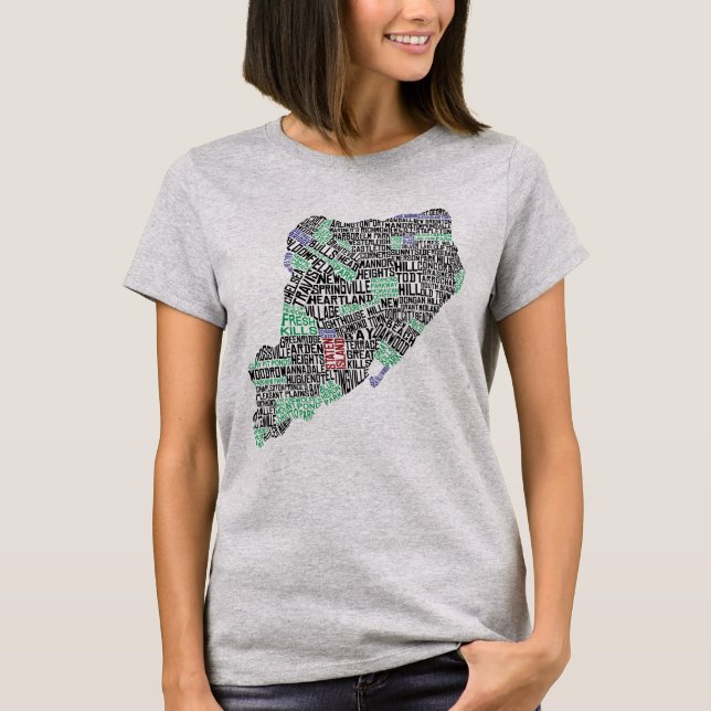 T-shirt Staten Island NY Typographie Carte Tee (Devant)