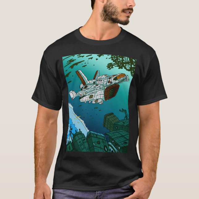 T-shirt Station Spatiale Orbital Et Navire Étoile. Fleet W (Devant)