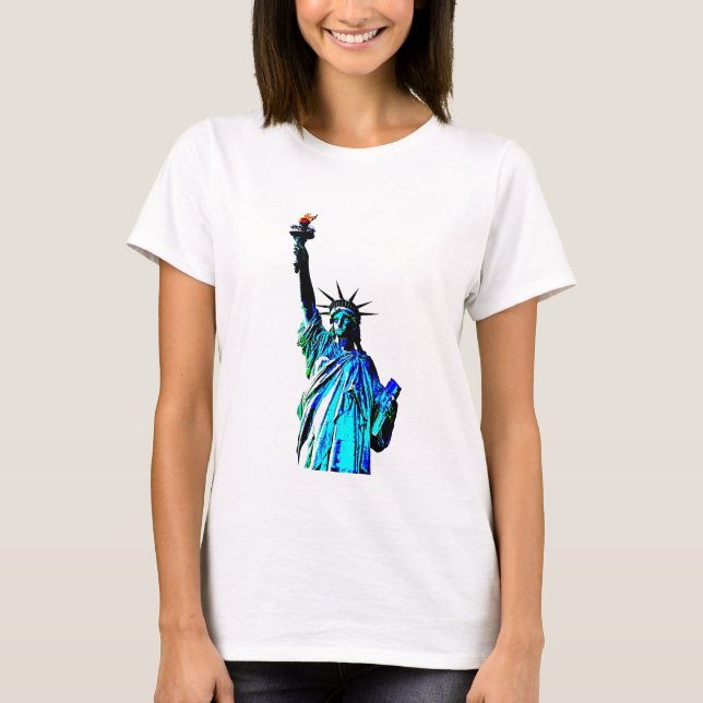 T-shirt Statue bleue de Lady Liberty (Devant)