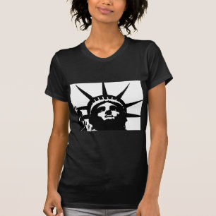 T-shirt Statue d'Art Pop Noir & Blanc de la Liberté