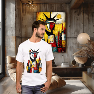 T-shirt Statue de la Liberté abstraite   Expressionnisme M