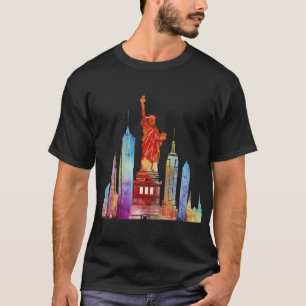 T-shirt Statue de la Liberté aquarelle de New York City NY