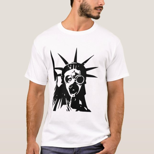 T-shirt Statue de la Liberté avec masque à gaz (Devant)