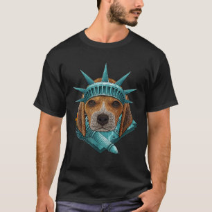 T-shirt Statue De La Liberté Beagle 4 juillet Chien USA Am
