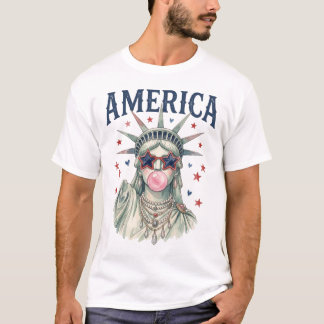 T-shirt Statue de la Liberté Bubble, Féminin USA 4 juillet