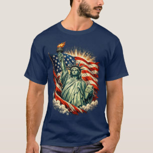 T-shirt Statue de la Liberté & Drapeau Américain Art Patri
