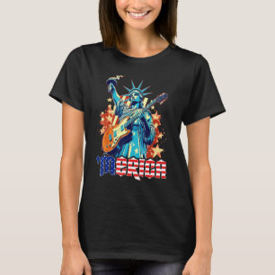 T-shirt Statue de la Liberté jouant de la guitare 4 juille