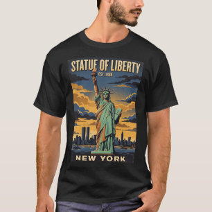 T-shirt Statue de la Liberté New York Affiche de Voyage Vi