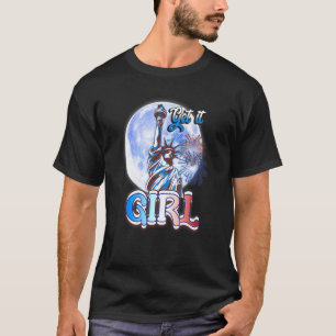 T-shirt Statue De La Liberté Obtenez It Girls Drapeau Usa 