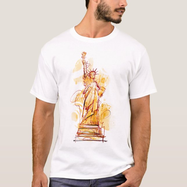 T-shirt Statue de la Liberté peinte à la main (Devant)