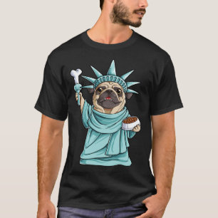 T-shirt Statue de la Liberté Pug 4 juillet Hommes Femmes C