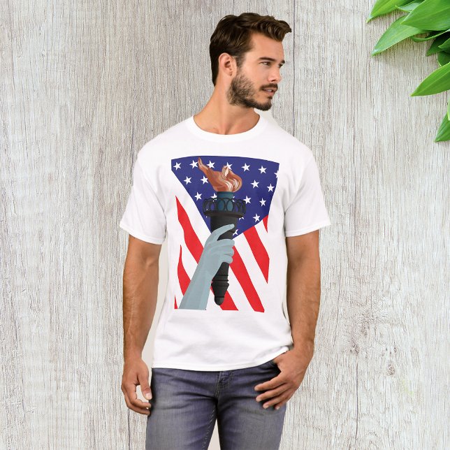 T-shirt Statue de la Liberté Torch avec drapeau américain (Créateur téléchargé)