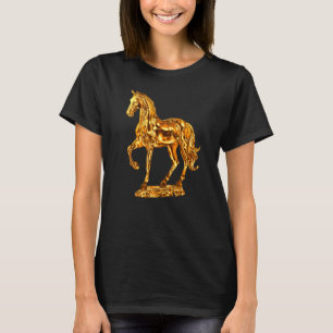 T-shirt Statue dorée de sculpture de cheval 1