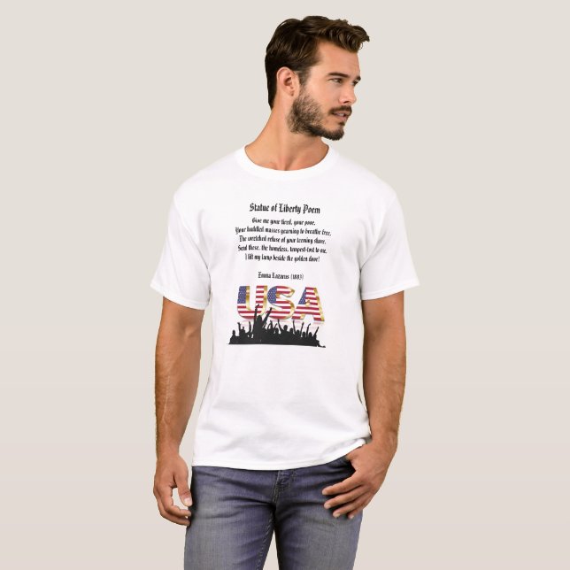 T-shirt Statue du poème de la liberté, Une nation d'immigr (Devant entier)