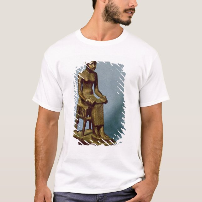 T-shirt Statue posée d'Imhotep tenant un ouvert (Devant)