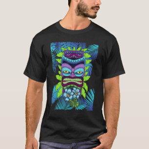 T-shirt Statue Totem hawaïen Tiki Masque Luau Flux Tropica